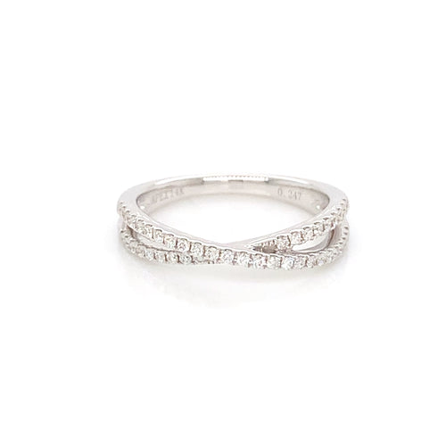 14K White Gold Double Wrap Ring | Fine Natural Diamond Band