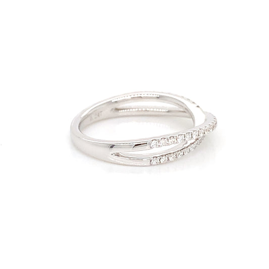14K White Gold Double Wrap Ring | Fine Natural Diamond Band