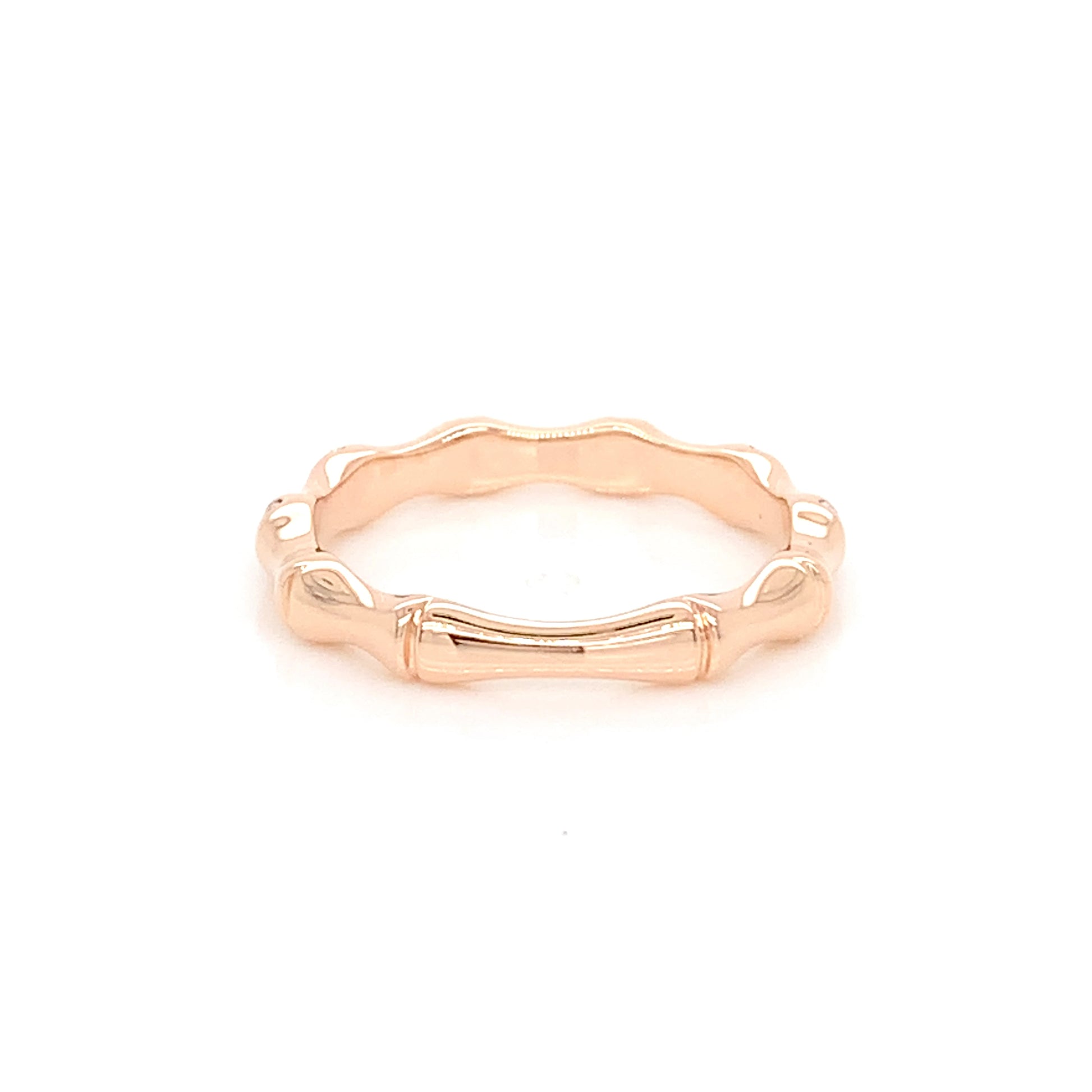 14K White Gold Bamboo Ring | Diamond Accents Minimalist Band