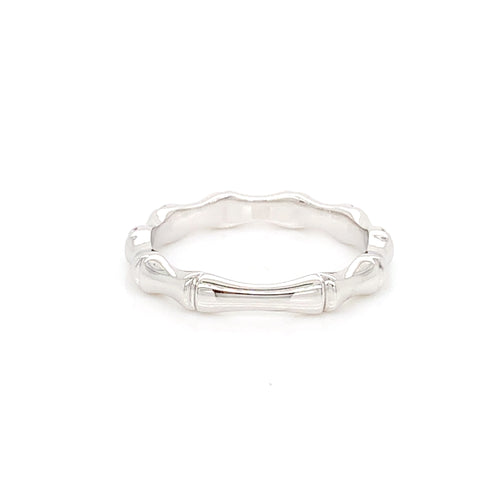 14K Rose Gold Bamboo Diamond Ring | Textured Fine Accent Band