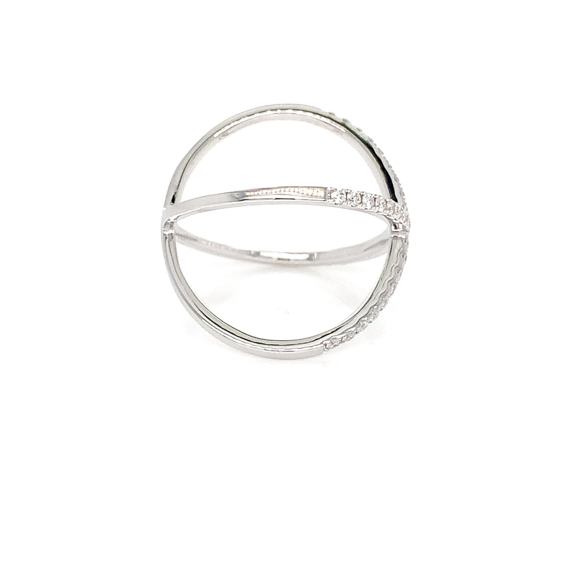14kt Modern White Gold X Motif: Elegant 0.35ct Natural Diamond Ring