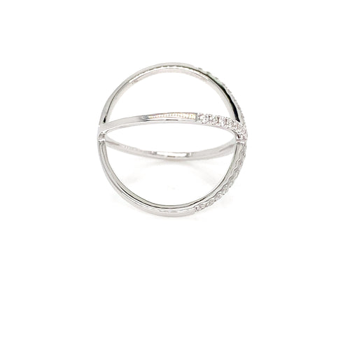 14kt Modern White Gold X Motif: Elegant 0.35ct Natural Diamond Ring