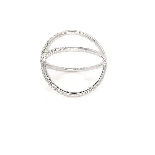 14kt Modern White Gold X Motif: Elegant 0.35ct Natural Diamond Ring