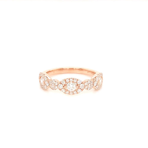 14K Rose Gold Chain Diamond Ring | Elegant 0.70 CTW Design