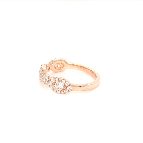 14K Rose Gold Chain Diamond Ring | Elegant 0.70 CTW Design