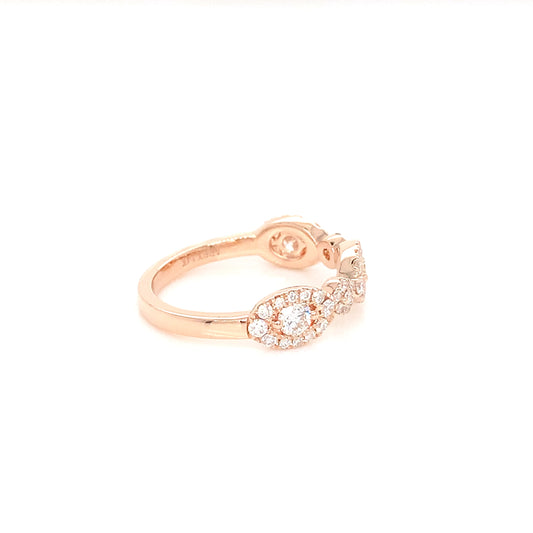 14K Rose Gold Chain Diamond Ring | Elegant 0.70 CTW Design