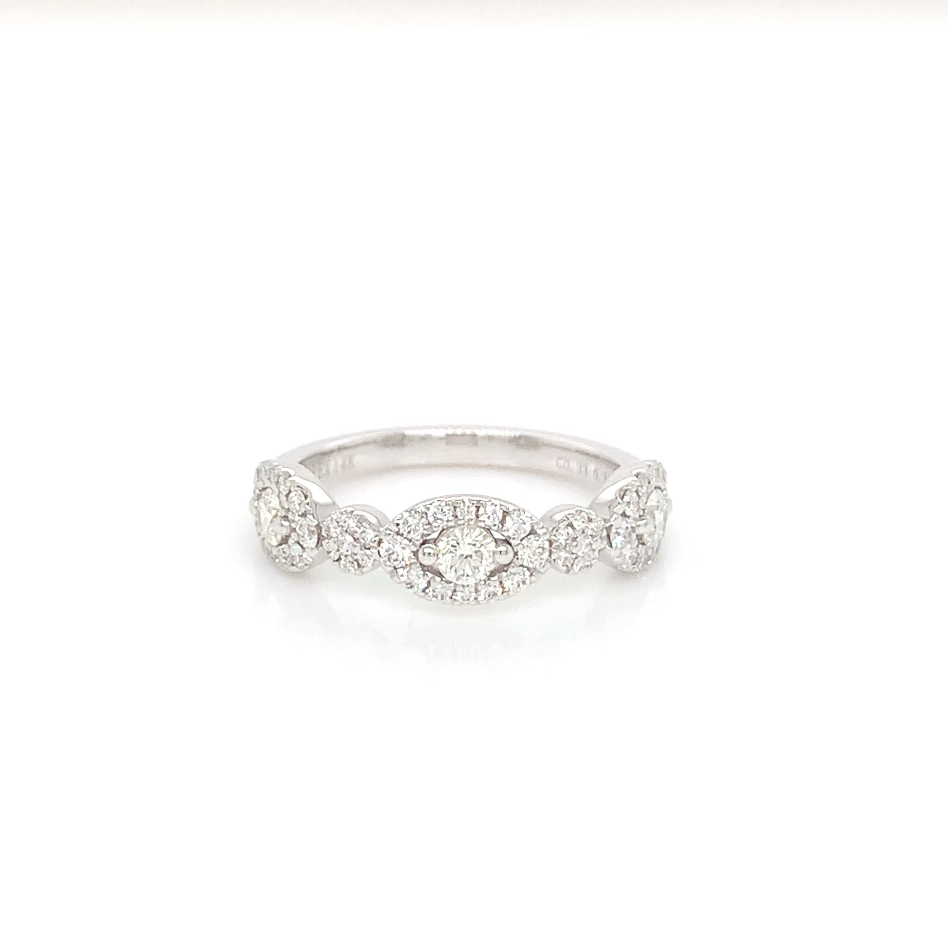 14K White Gold Chain Diamond Ring | Elegant Linked Band 0.67 CTW