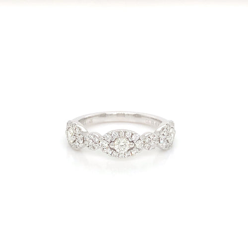 14K White Gold Chain Diamond Ring | Elegant Linked Band 0.67 CTW