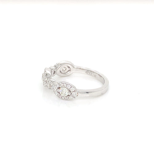 14K White Gold Chain Diamond Ring | Elegant Linked Band 0.67 CTW