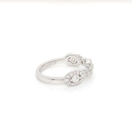 14K White Gold Chain Diamond Ring | Elegant Linked Band 0.67 CTW
