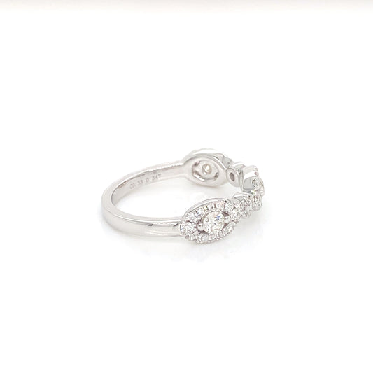 14K White Gold Chain Diamond Ring | Elegant Linked Band 0.67 CTW
