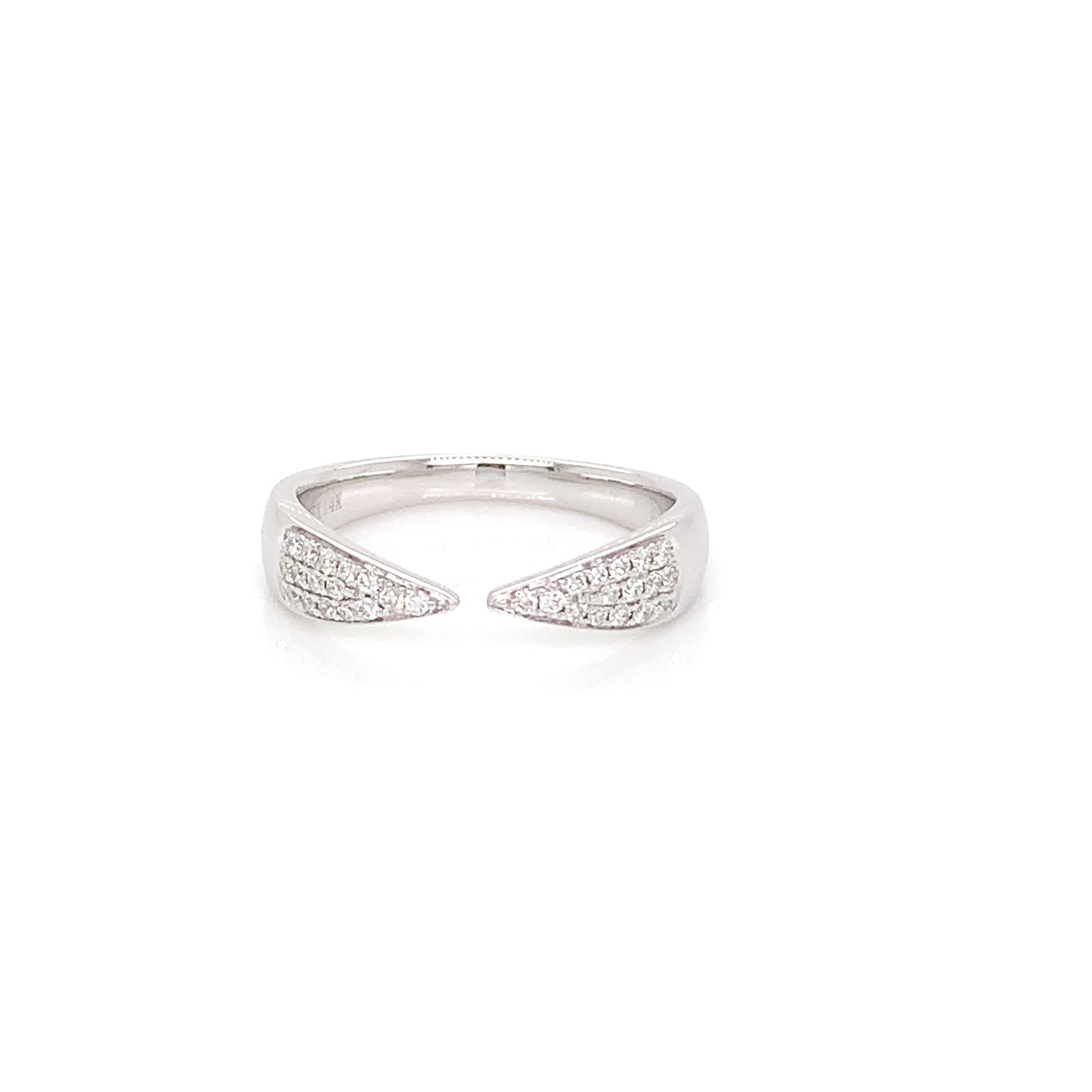 14K White Gold Pointed Diamond Ring | Sleek Modern Accent 0.16 CTW