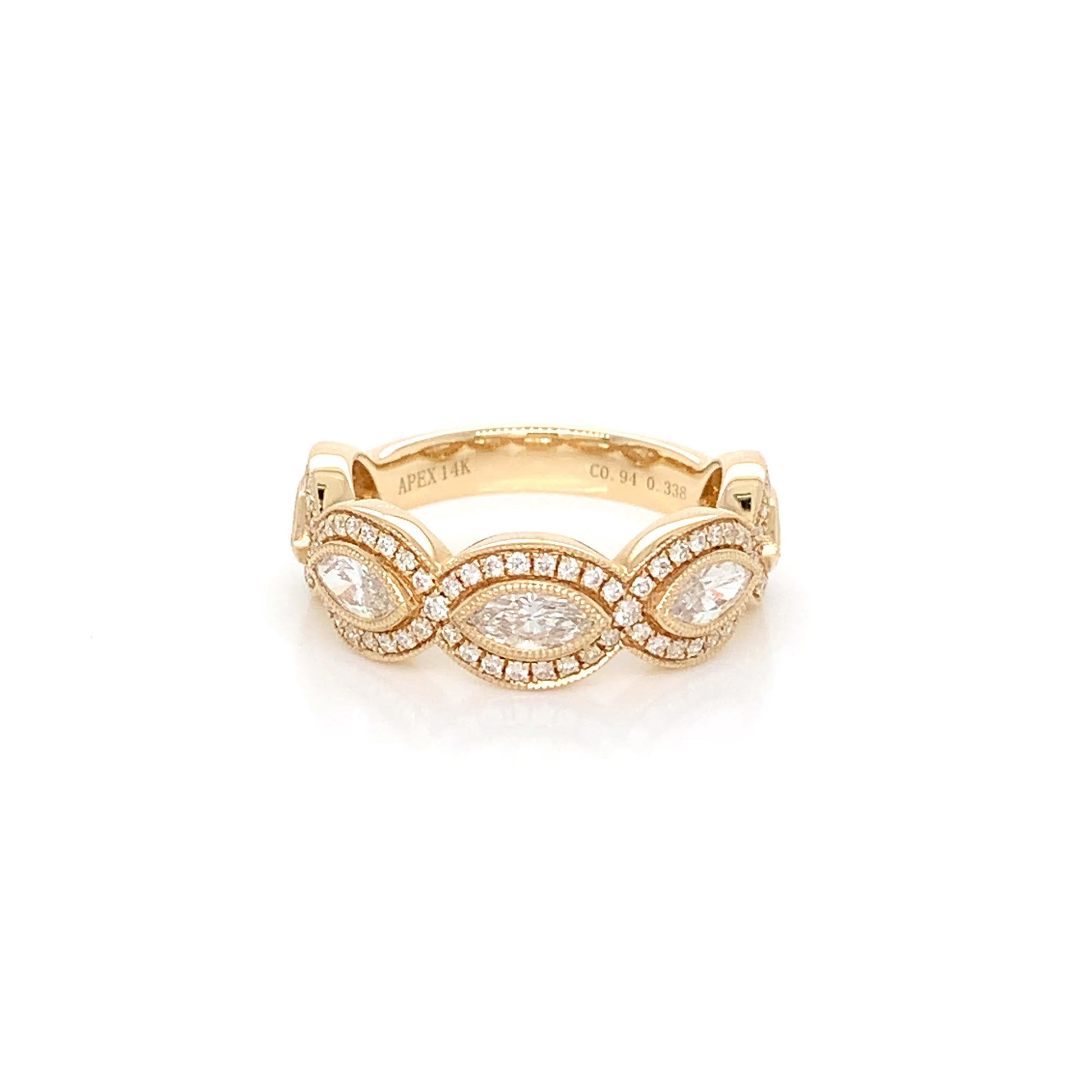 14K Yellow Gold Marquise Diamond Ring | 1.27 cttw Round Accent