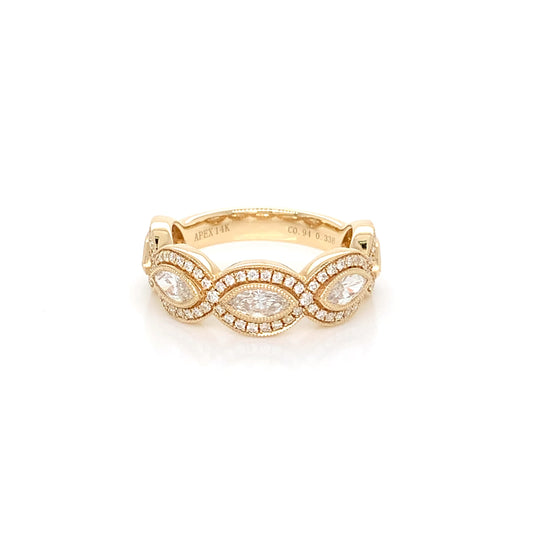 14K Yellow Gold Marquise Diamond Ring | 1.27 cttw Round Accent