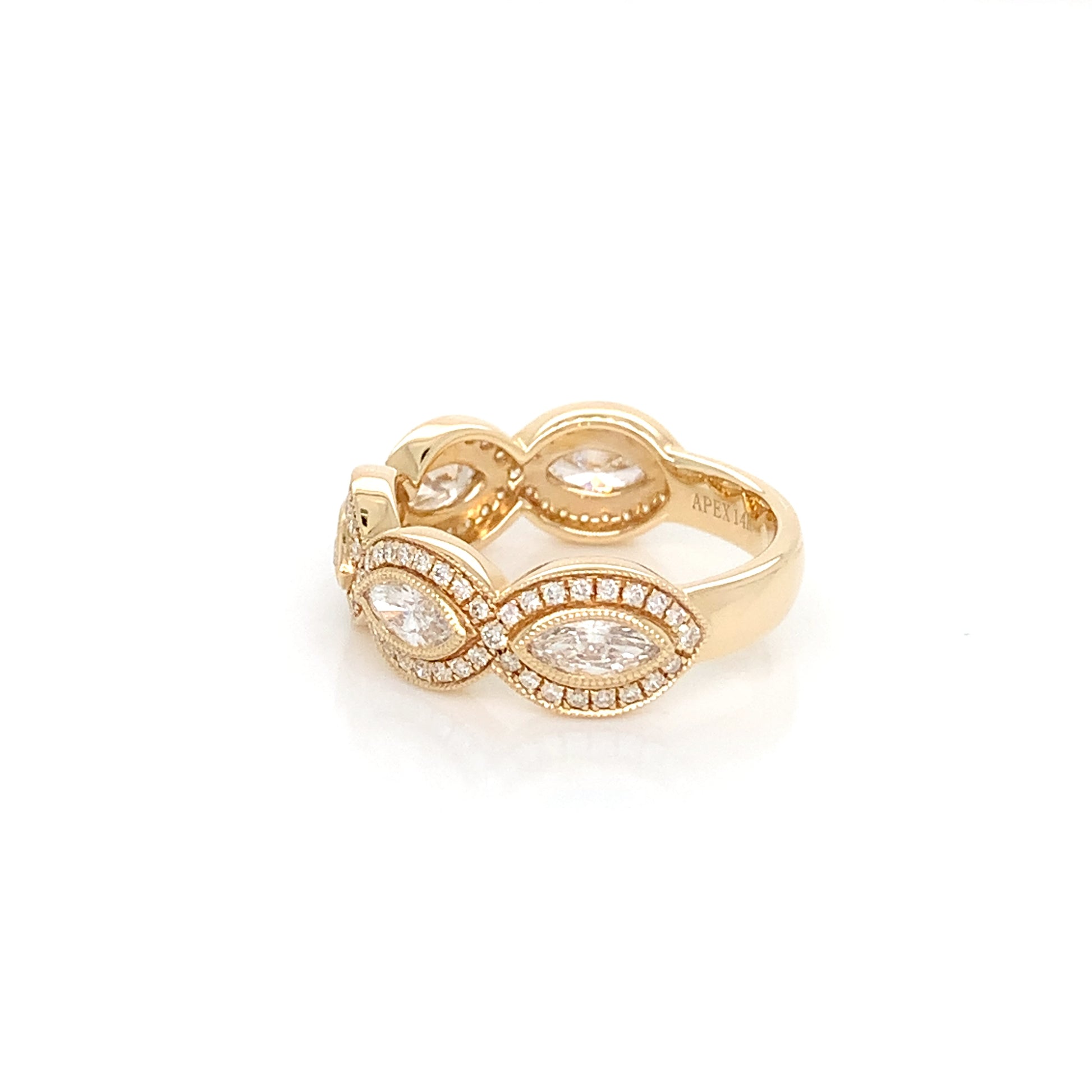 14K Yellow Gold Marquise Diamond Ring | 1.27 cttw Round Accent