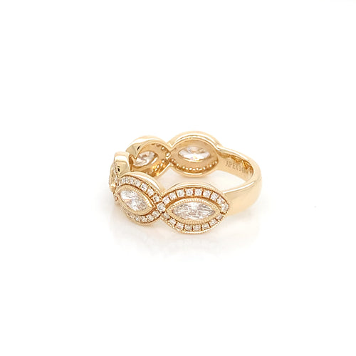 14K Yellow Gold Marquise Diamond Ring | 1.27 cttw Round Accent