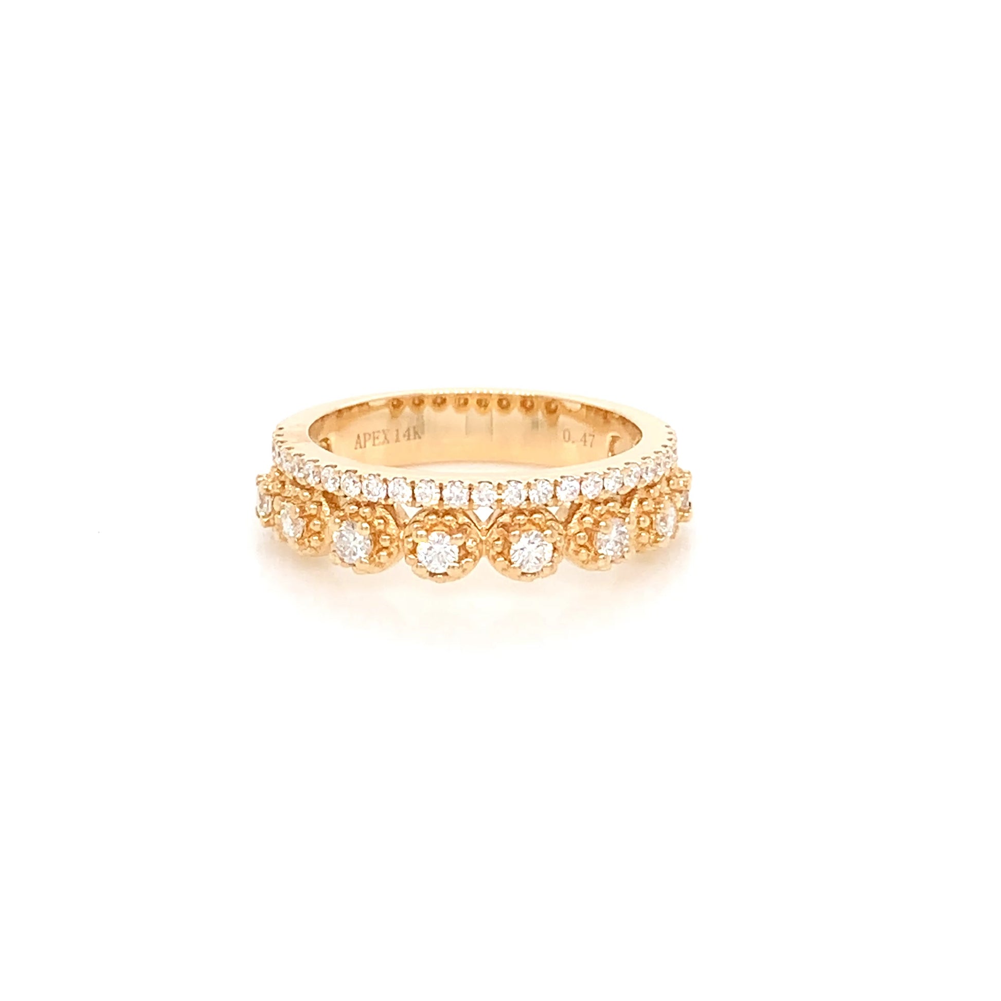 14K Yellow Gold Double Band | Elegant Diamond Ring with Layered Design