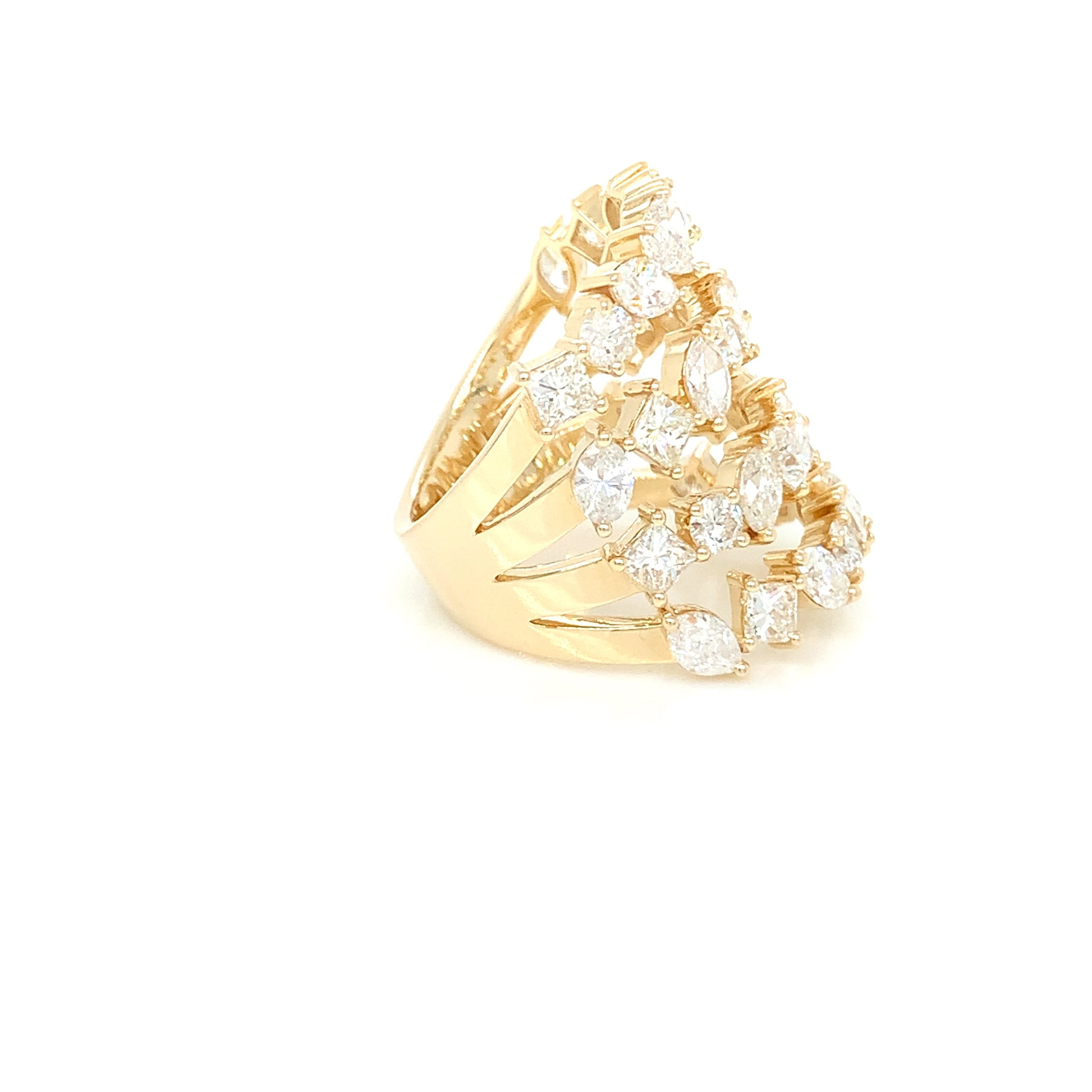 14kt Yellow Gold 4 Band Ring – Multiple Diamond Cuts, 5.20ct, Size 7