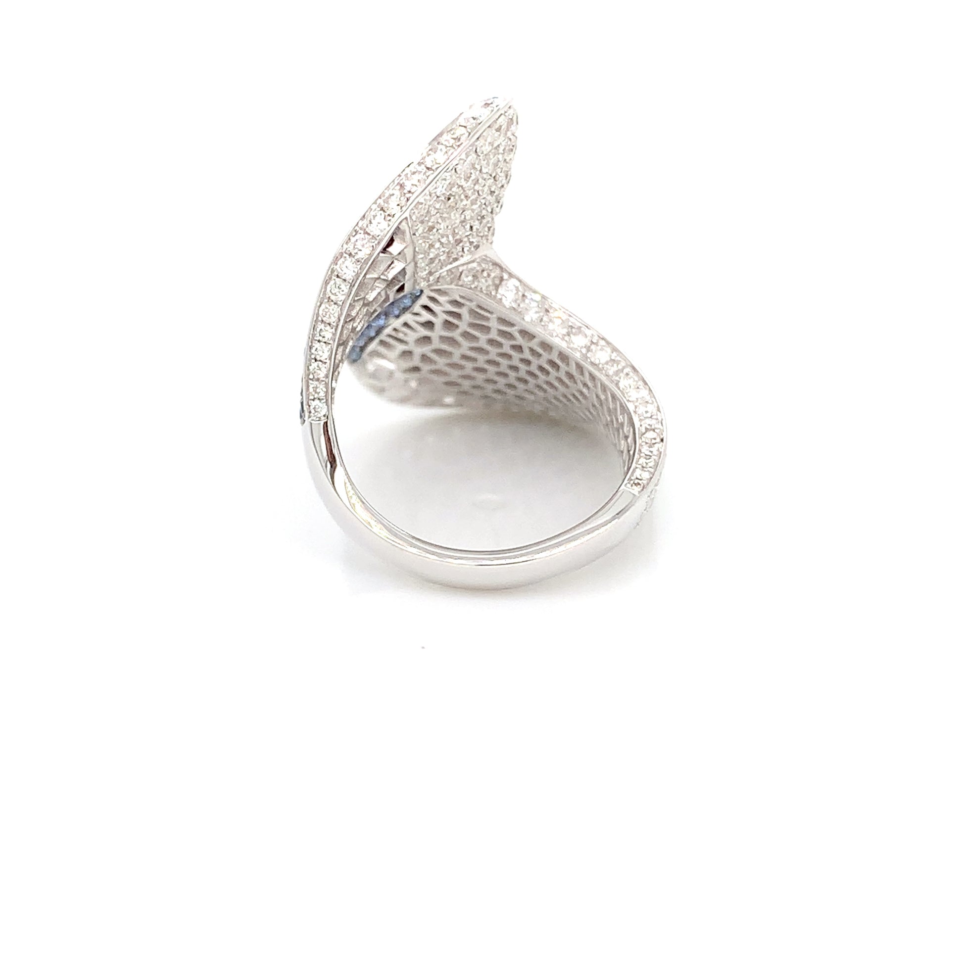 Sculptural Free Form Ring – 3.84ct Diamonds & 1.13ct Sapphires, 18kt White Gold, Size 6.5