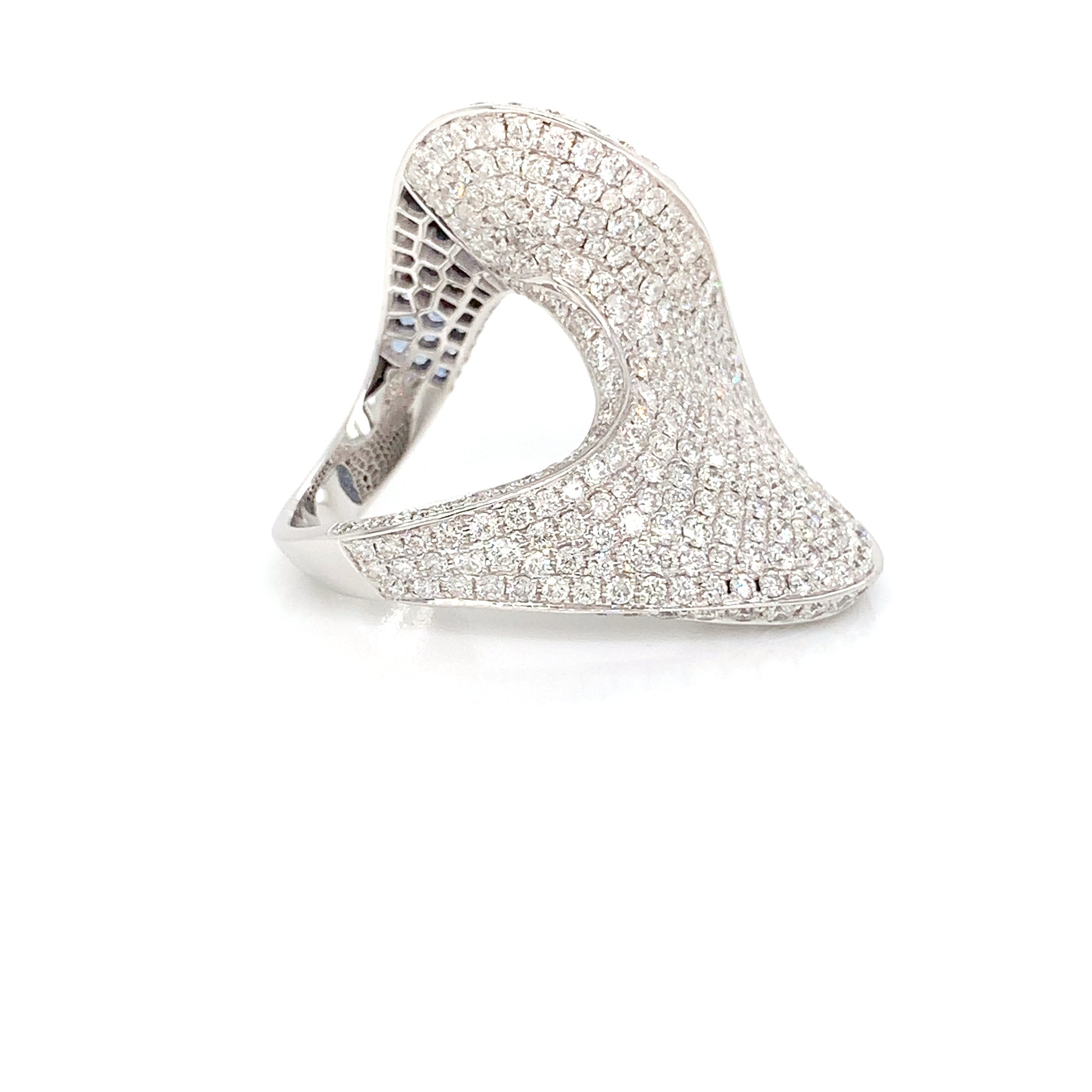 Sculptural Free Form Ring – 3.84ct Diamonds & 1.13ct Sapphires, 18kt White Gold, Size 6.5