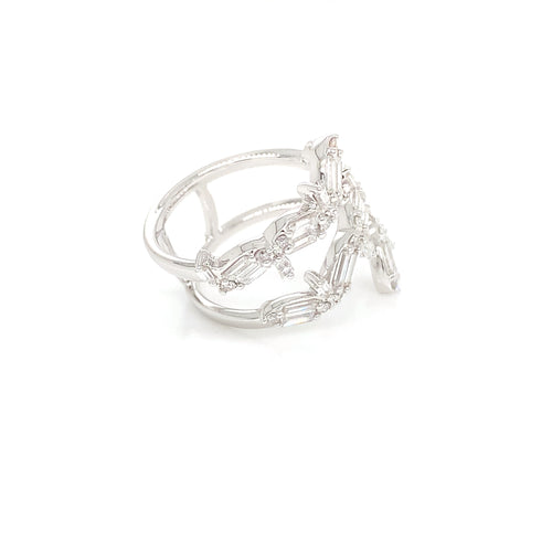 18kt White Gold Wrap Baguette Diamond Ring – Baguette & Round Diamonds 1.69ct, Size 6.5