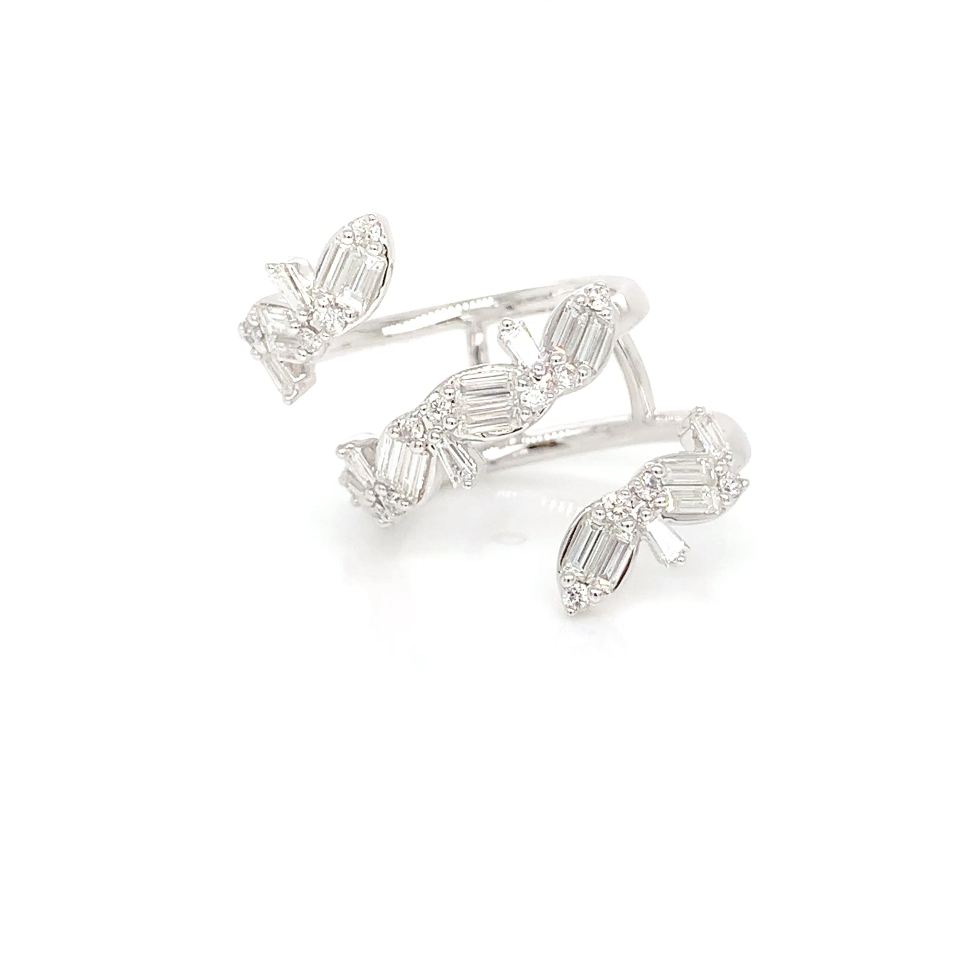 18kt White Gold Wrap Baguette Diamond Ring – Baguette & Round Diamonds 1.69ct, Size 6.5