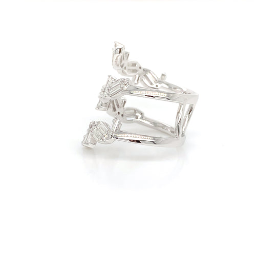 18kt White Gold Wrap Baguette Diamond Ring – Baguette & Round Diamonds 1.69ct, Size 6.5