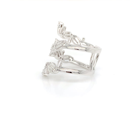 18kt White Gold Wrap Baguette Diamond Ring – Baguette & Round Diamonds 1.69ct, Size 6.5
