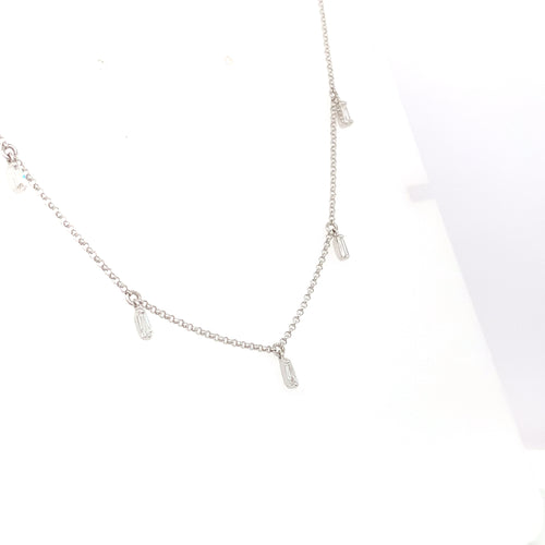 Baguette Necklace – 0.37ct, 18" in 18kt White Gold