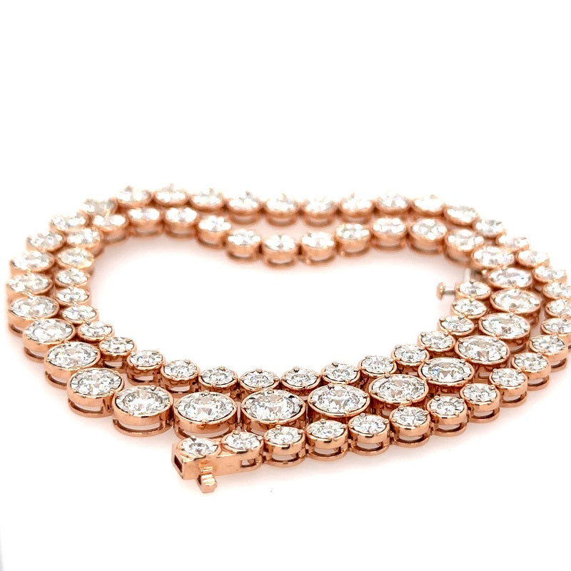 14k Rose Gold Illusion Setting Graduated Tennis Necklace