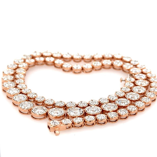 14k Rose Gold Illusion Setting Graduated Tennis Necklace
