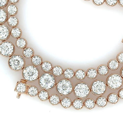 14k Rose Gold Illusion Setting Graduated Tennis Necklace