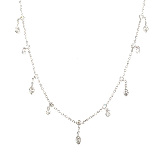 Marquise Diamonds Necklace – 1.61ct, 18" in 18kt White Gold