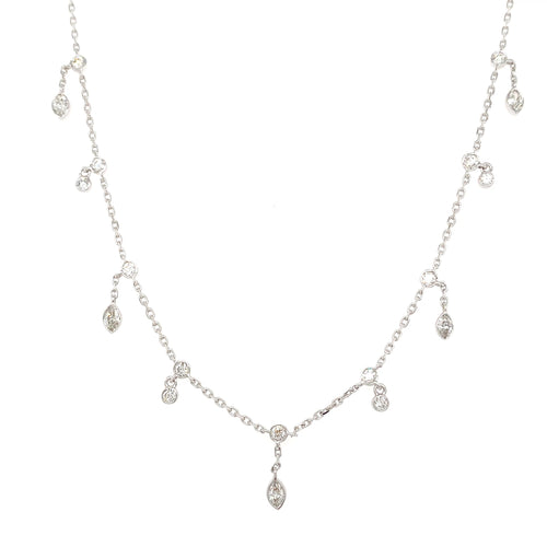 Marquise Diamonds Necklace – 1.61ct, 18" in 18kt White Gold
