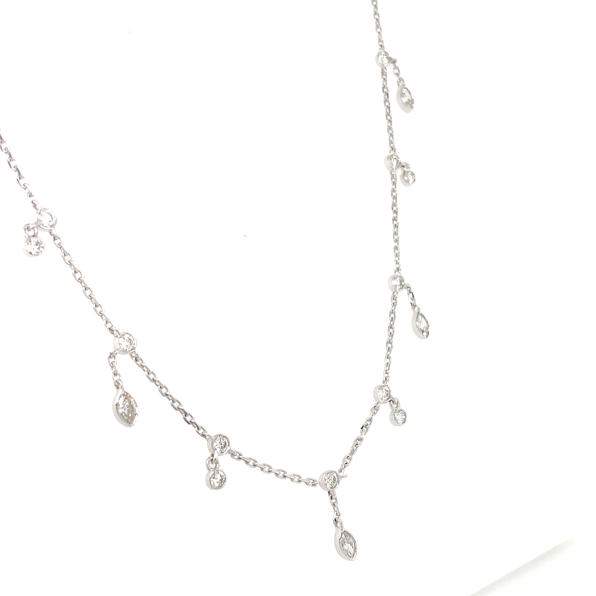 Marquise Diamonds Necklace – 1.61ct, 18" in 18kt White Gold