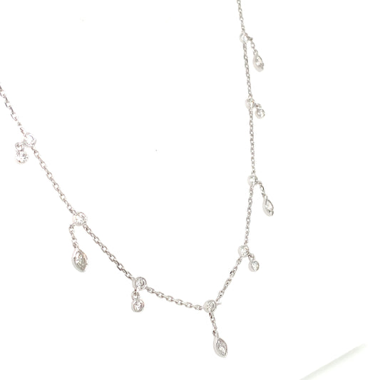 Marquise Diamonds Necklace – 1.61ct, 18" in 18kt White Gold
