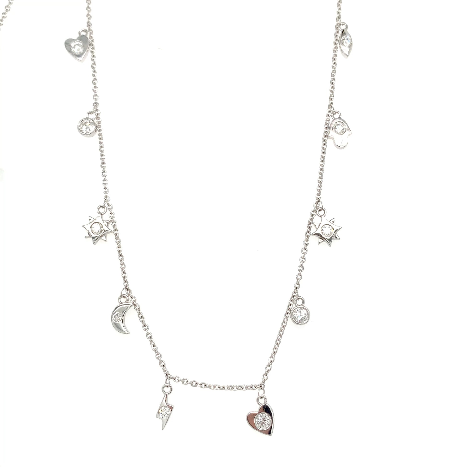 Diamond Charm Necklace – 0.70ct, 18" in 18kt White Gold