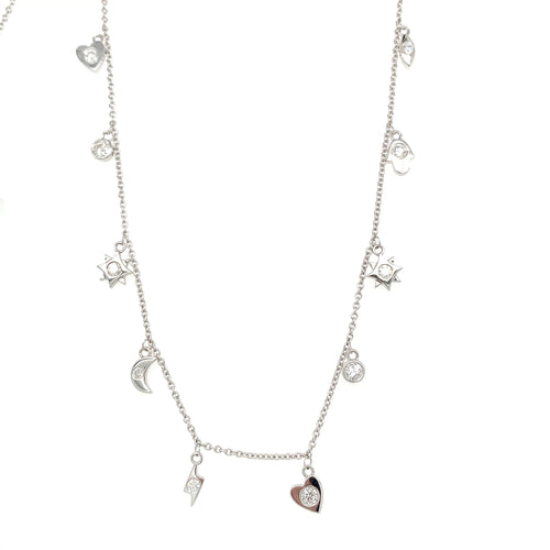 Diamond Charm Necklace – 0.70ct, 18" in 18kt White Gold