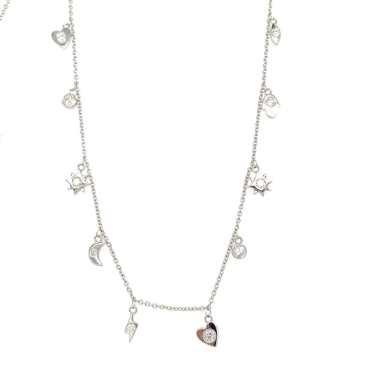 Diamond Charm Necklace – 0.70ct, 18" in 18kt White Gold