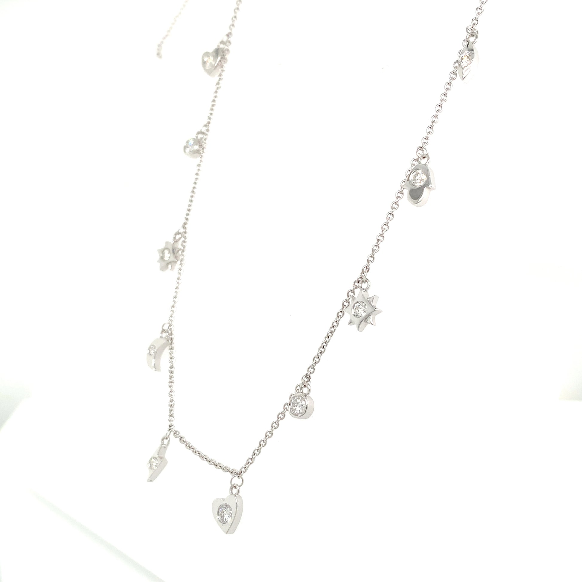 Diamond Charm Necklace – 0.70ct, 18" in 18kt White Gold