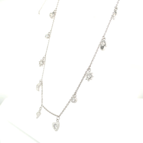 Diamond Charm Necklace – 0.70ct, 18" in 18kt White Gold