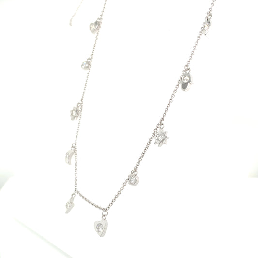 Diamond Charm Necklace – 0.70ct, 18" in 18kt White Gold