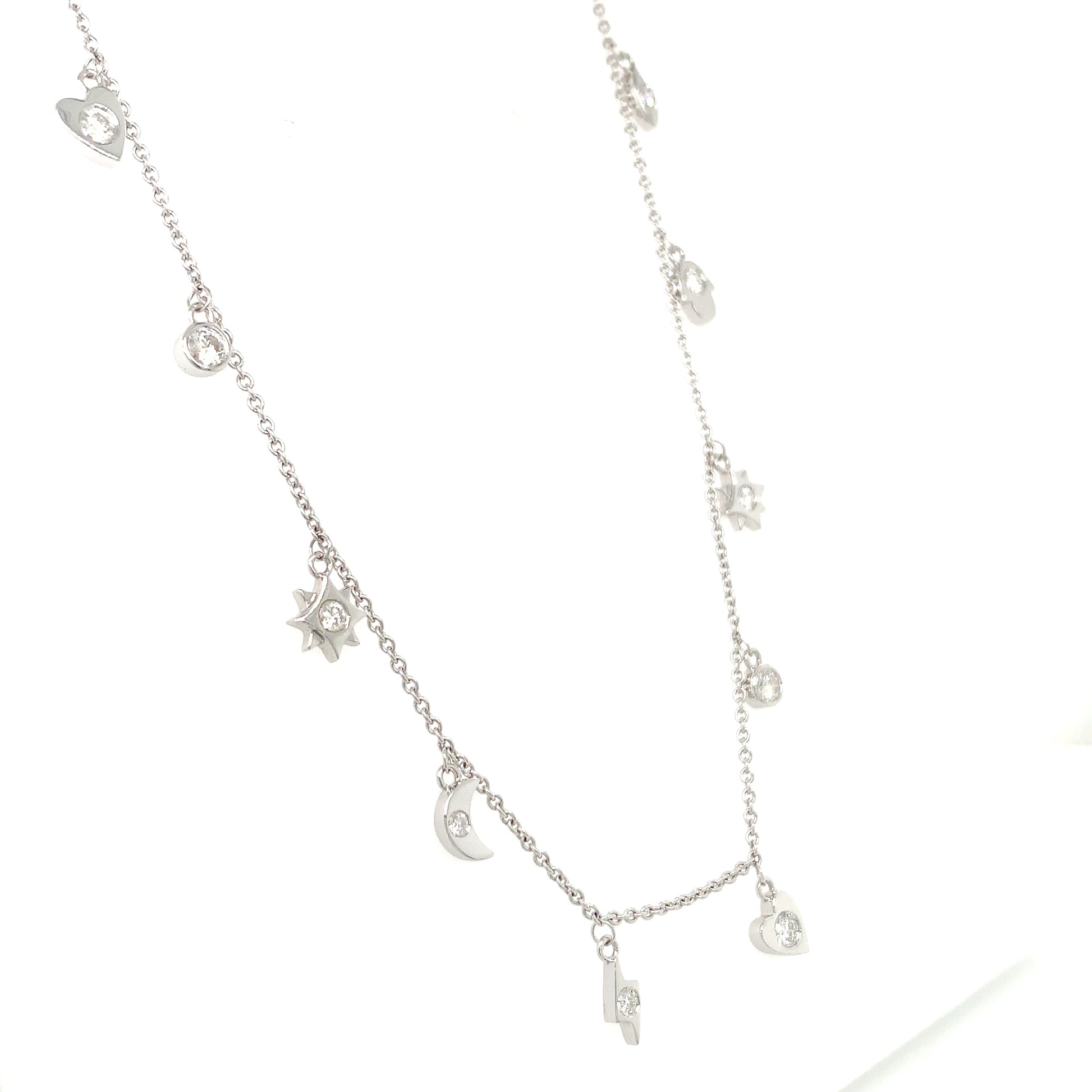 Diamond Charm Necklace – 0.70ct, 18" in 18kt White Gold
