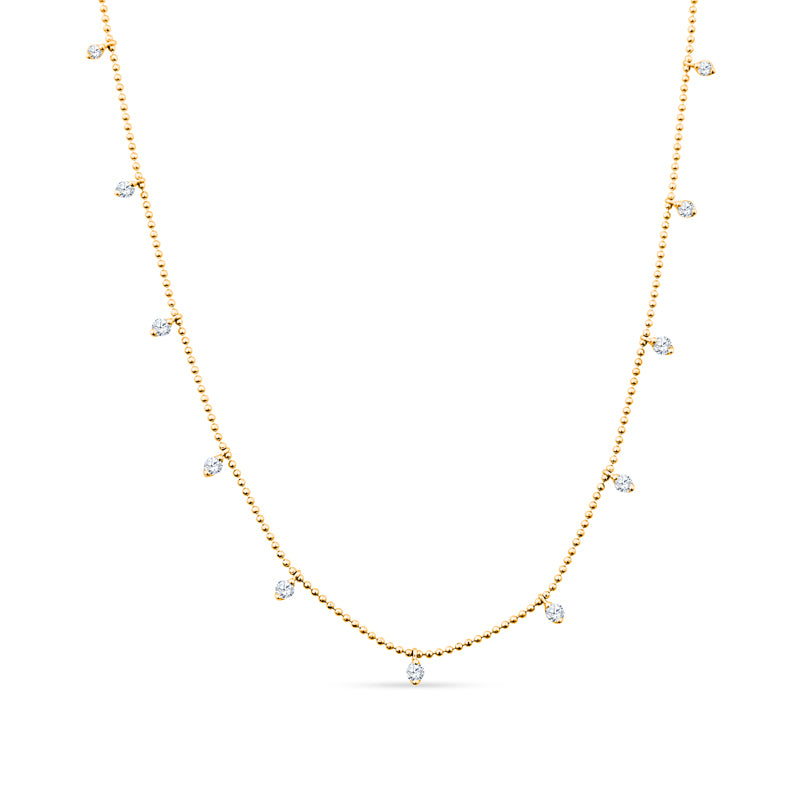 Textured Bead Chain Meets Shimmering Diamonds in This Unique 18K White Gold Necklace