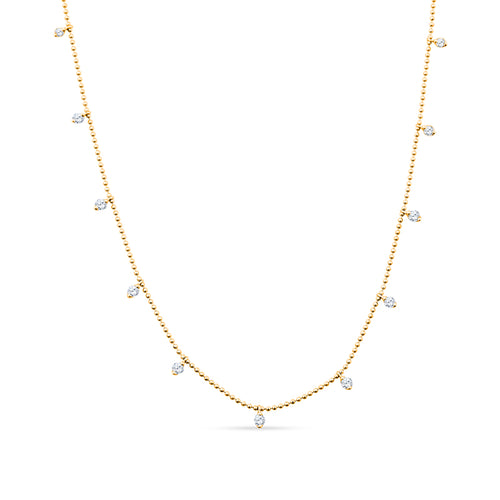 Textured Bead Chain Meets Shimmering Diamonds in This Unique 18K White Gold Necklace