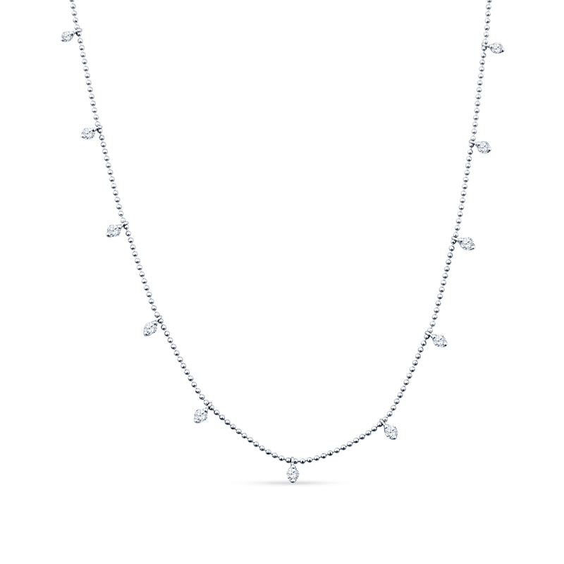 Textured Bead Chain Meets Shimmering Diamonds in This Unique 18K White Gold Necklace