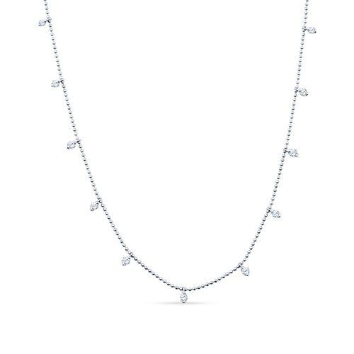 Textured Bead Chain Meets Shimmering Diamonds in This Unique 18K White Gold Necklace