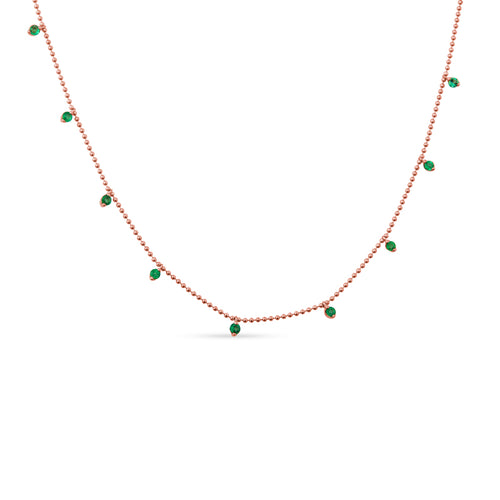 Bead & Emerald By-the-Yard 18K Yellow Gold Chain