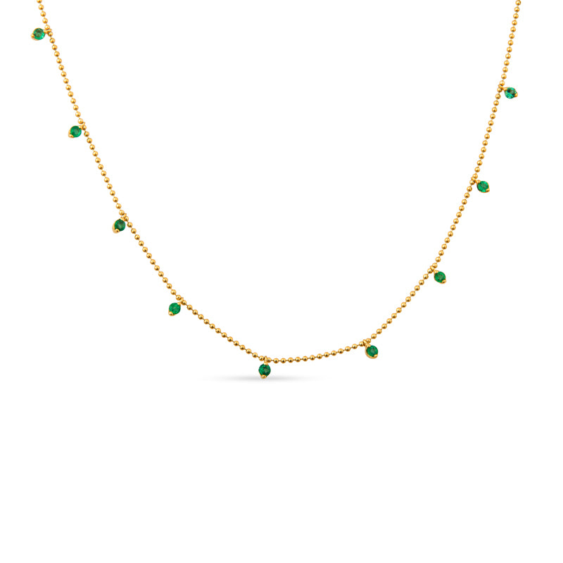Bead & Emerald By-the-Yard 18K Yellow Gold Chain
