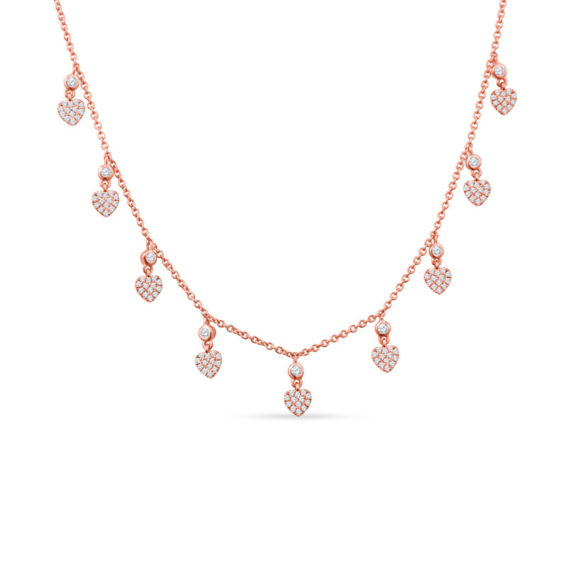 Pave Hearts Throb with Every Movement in This By-the-Yard Masterpiece 18K Yellow Gold Necklace